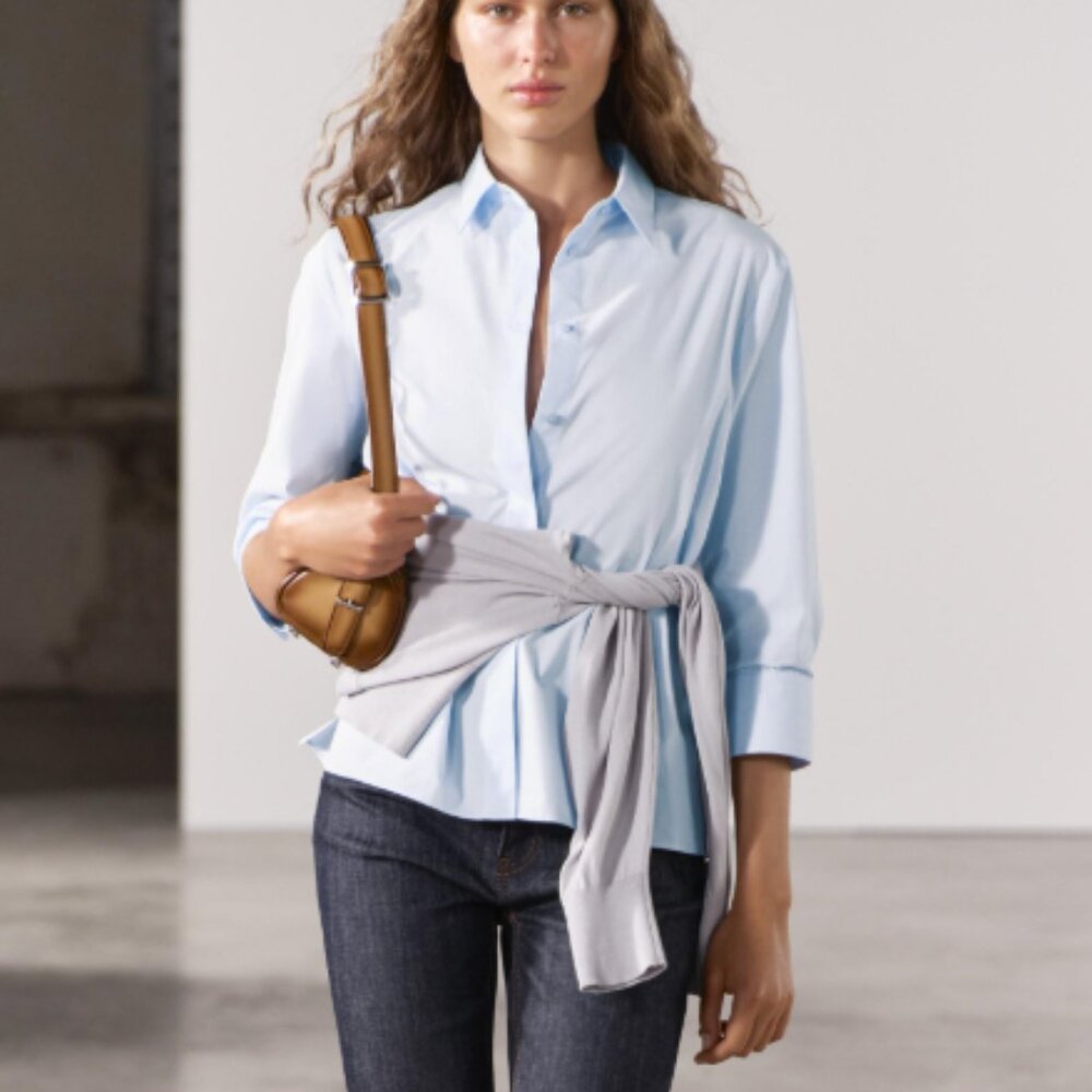 ZARA - SLIM FIT POPLIN SHIRT ZW COLLECTION (Size XS)